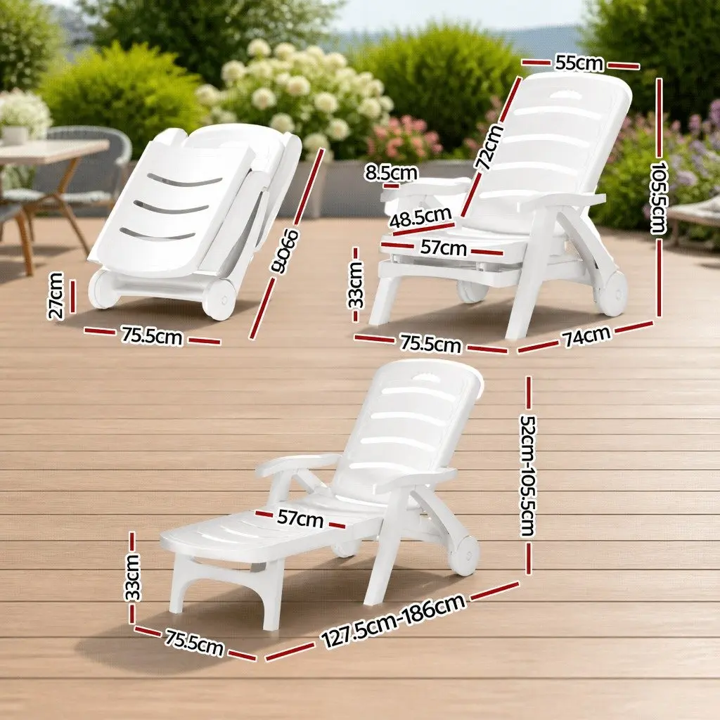 Folding Sun Lounger with Wheels