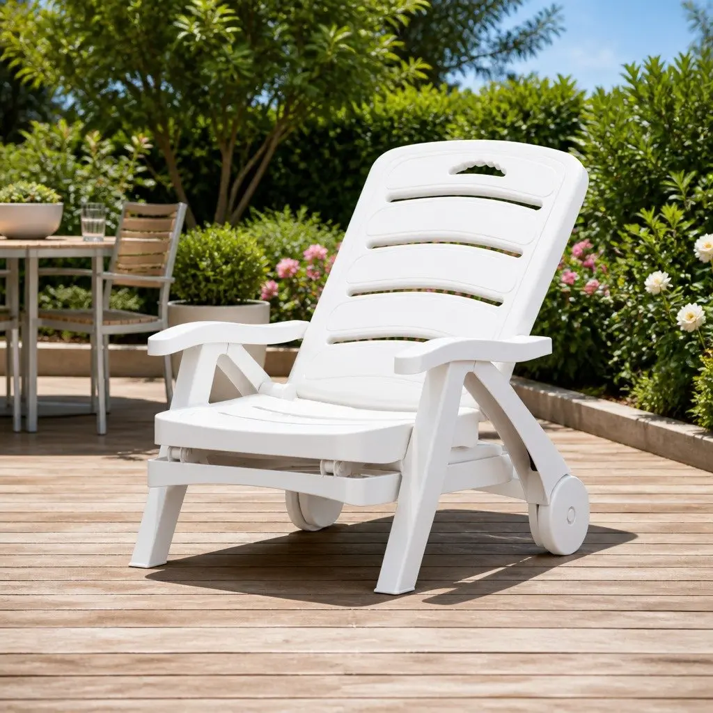 Folding Sun Lounger with Wheels