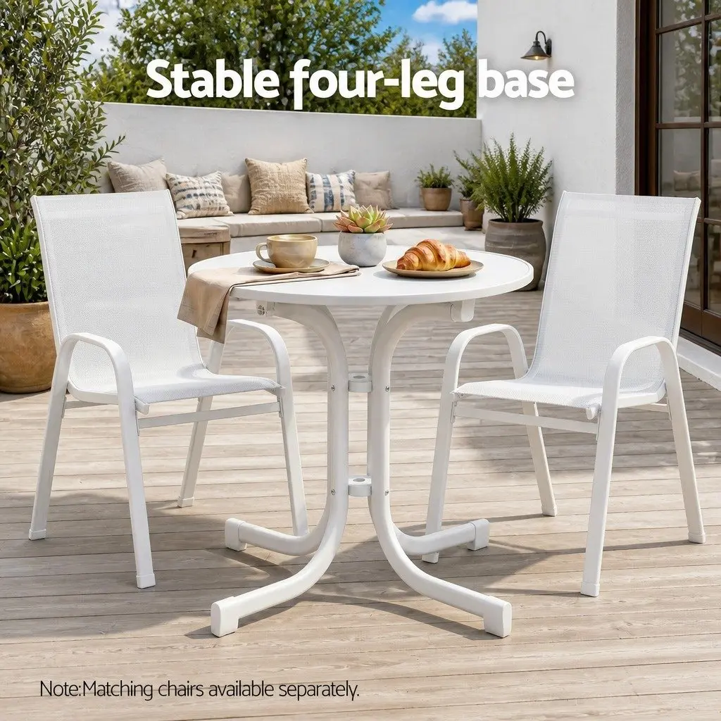 Round Folding Bistro Table Outdoor Patio 80cm White