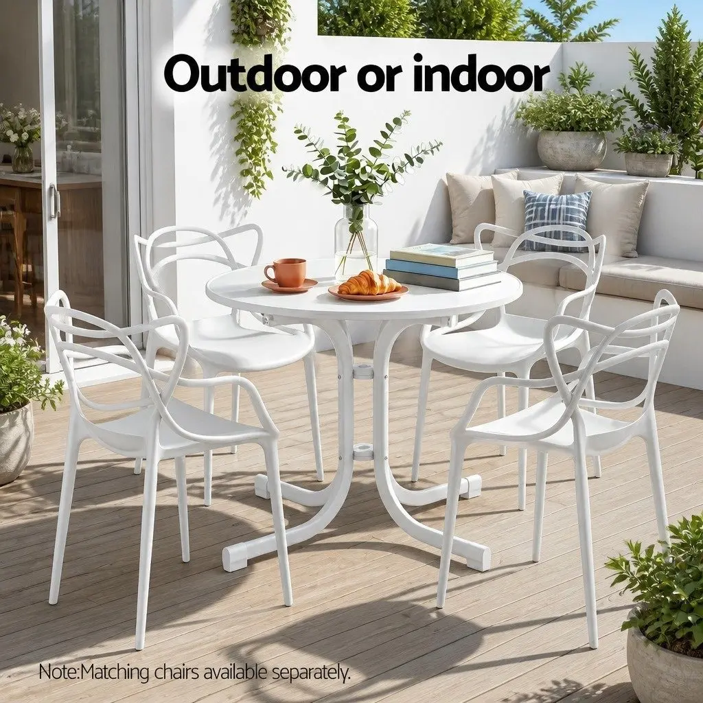 Round Folding Bistro Table Outdoor Patio 80cm White