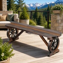 Specifications of Rustic Wagon Wheel Garden Bench