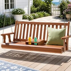 Outdoor Swing Chair 2 Seat Porch Bench Cup Holder Garden Patio Furniture
