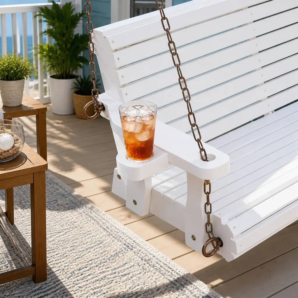 Outdoor Swing Chair for Garden Porch White 2 Seater