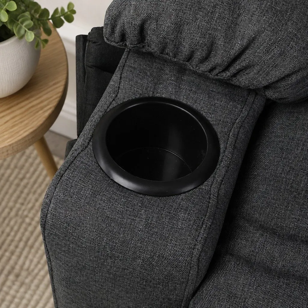 Electric Lift Recliner Chair Living Room Wide Seat Black Microfibre