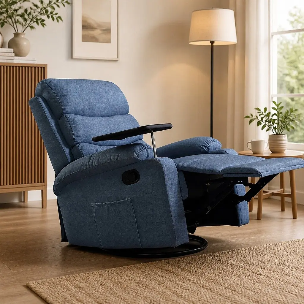 Blue Heated Massage Recliner Chair