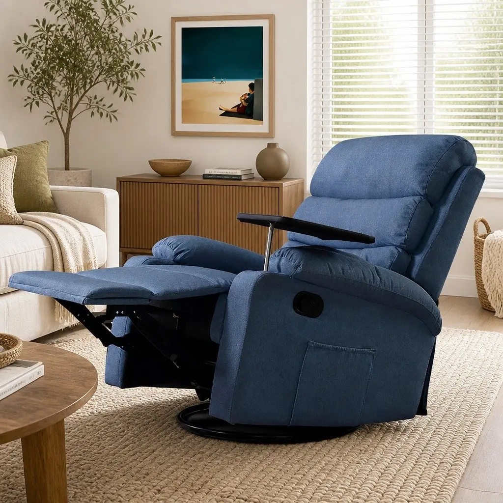Blue Heated Massage Recliner Chair