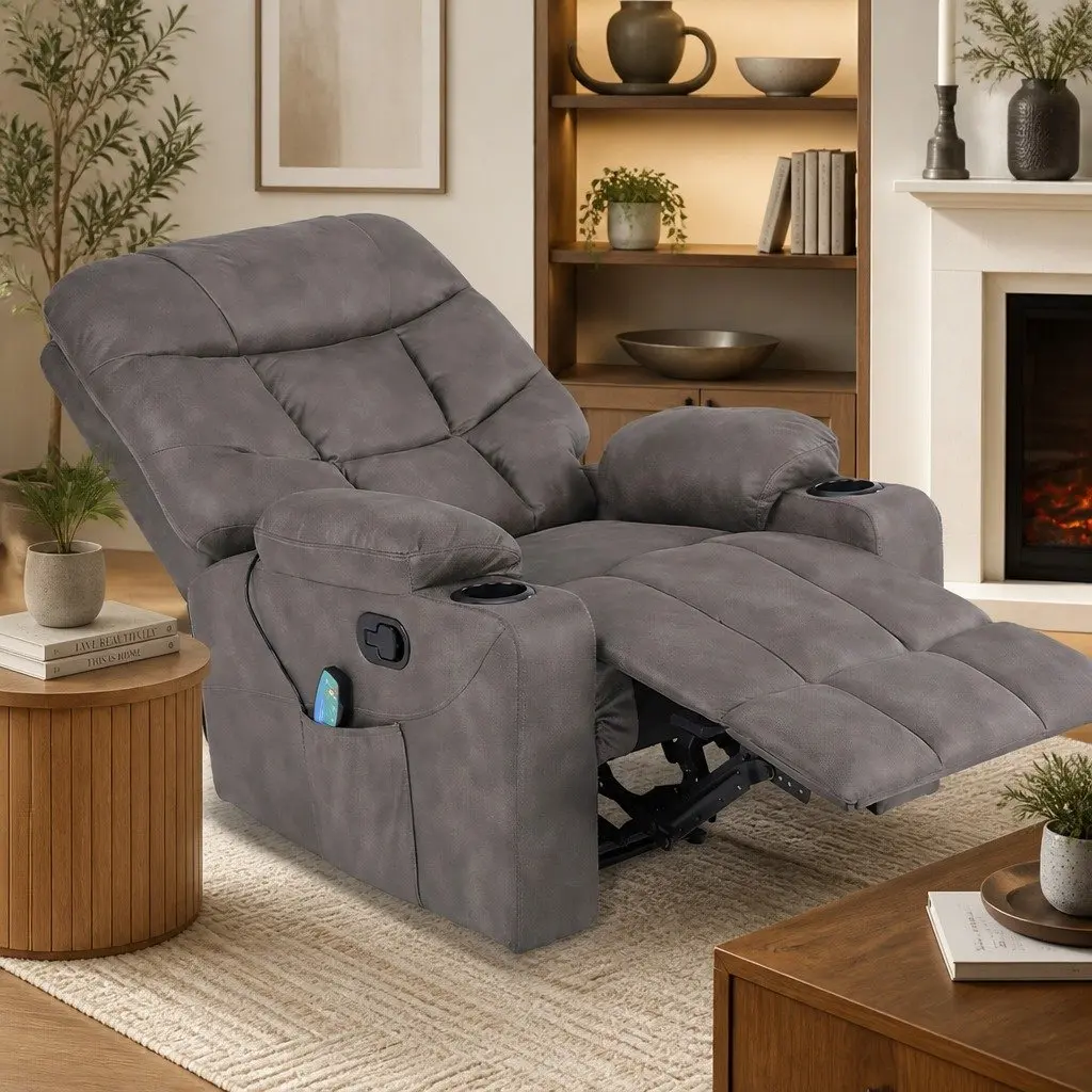 Electric Massage Recliner Chair Living Room 8-Point Heat Lumbar Support