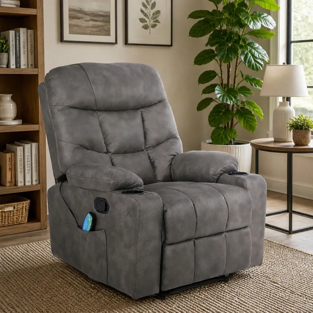 Electric Massage Recliner Chair Living Room 8-Point Heat Lumbar Support