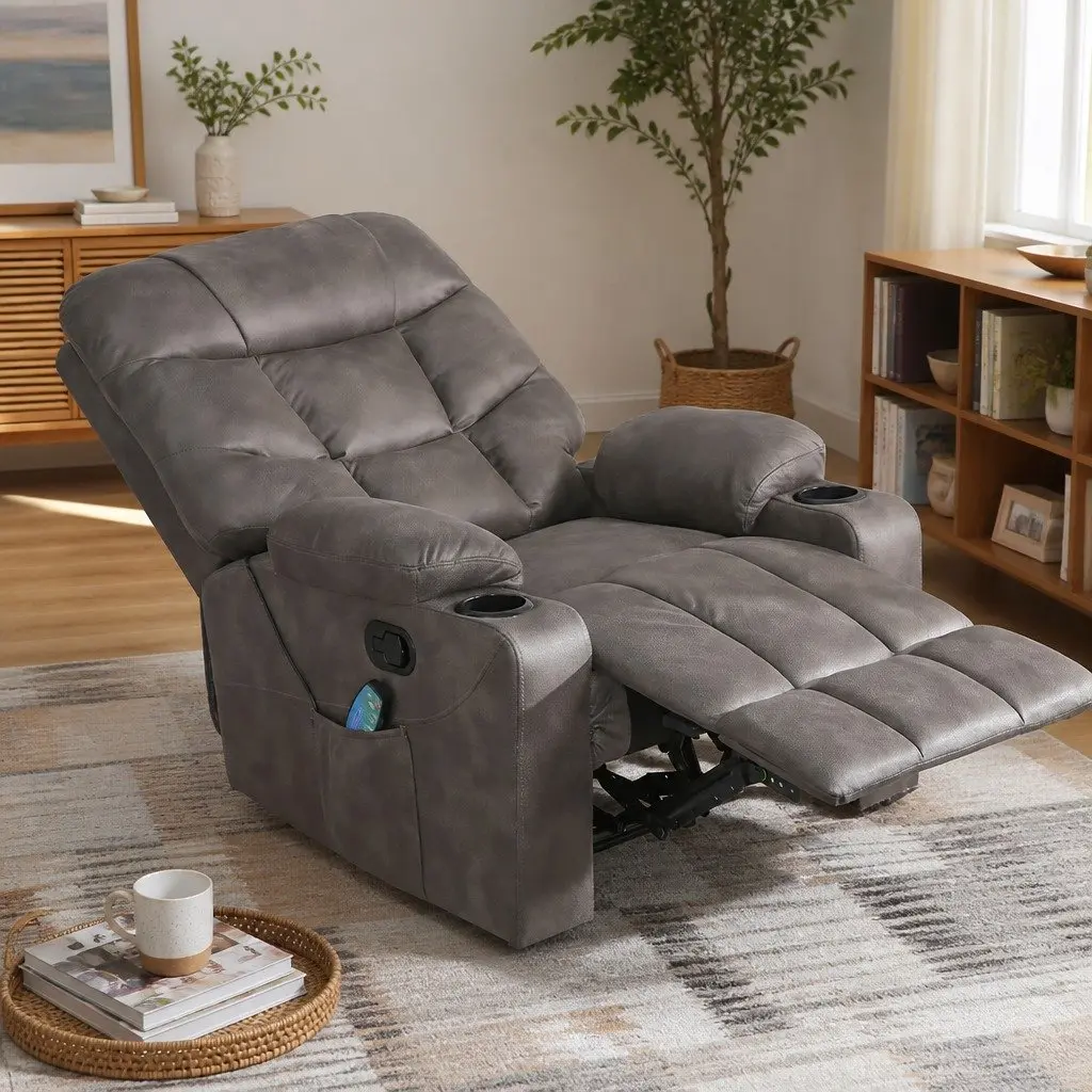 Electric Massage Recliner Chair Living Room 8-Point Heat Lumbar Support