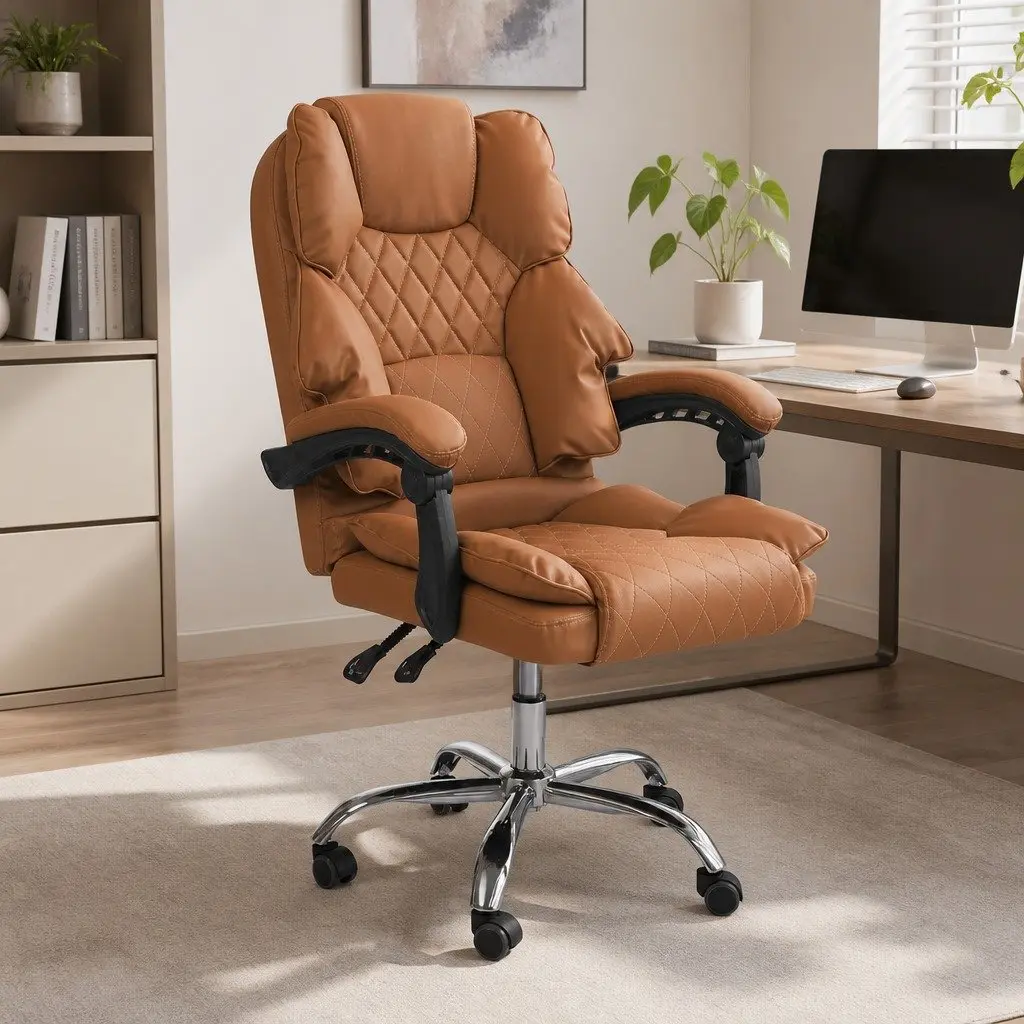 Brown PU Leather Gaming Office Chair