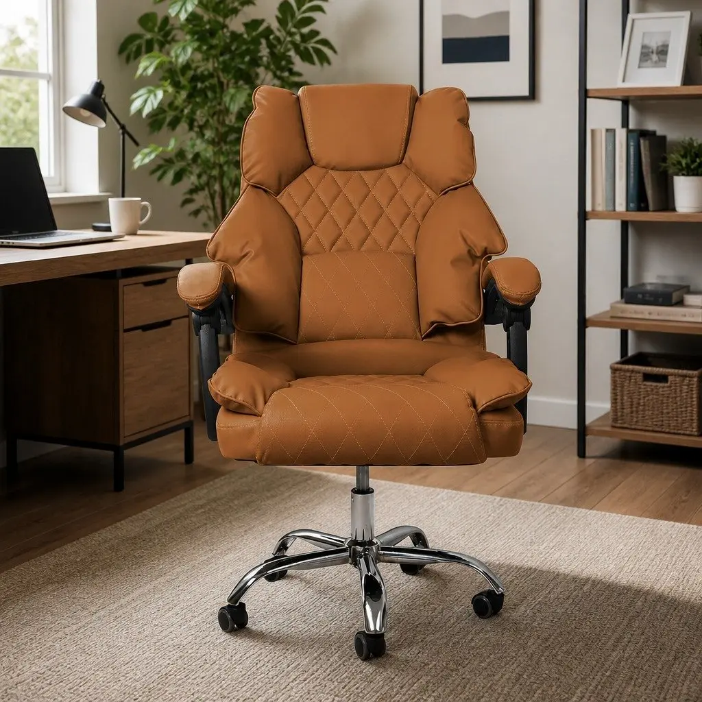 Brown PU Leather Gaming Office Chair