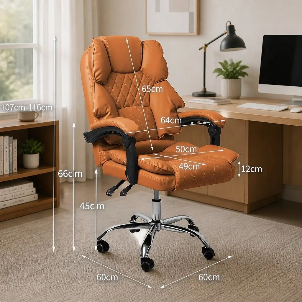 Brown PU Leather Gaming Office Chair