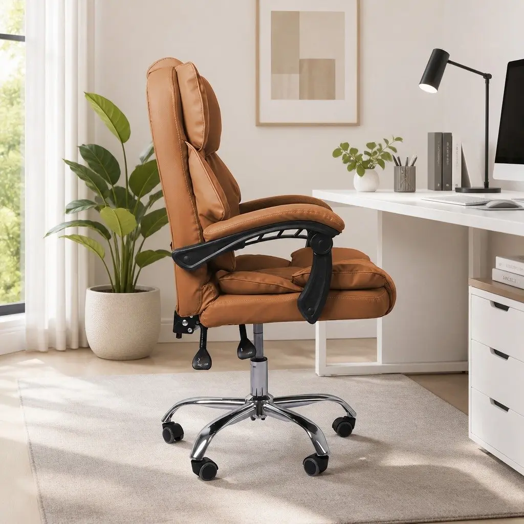 Brown PU Leather Gaming Office Chair