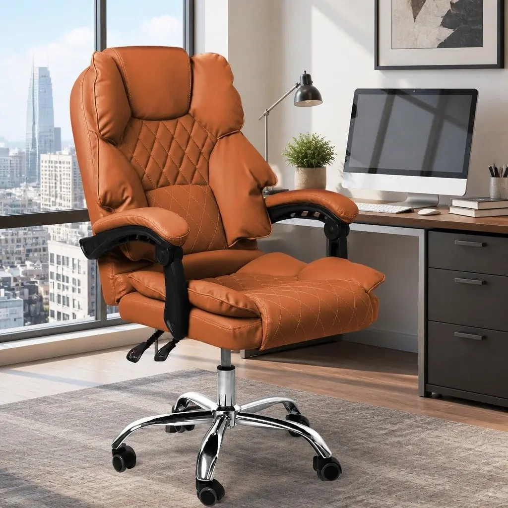 Brown PU Leather Gaming Office Chair