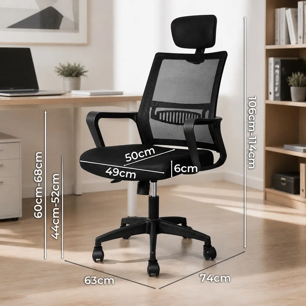Mesh Office Chair Ergonomic for Office Adjustable Height with Lumbar Support