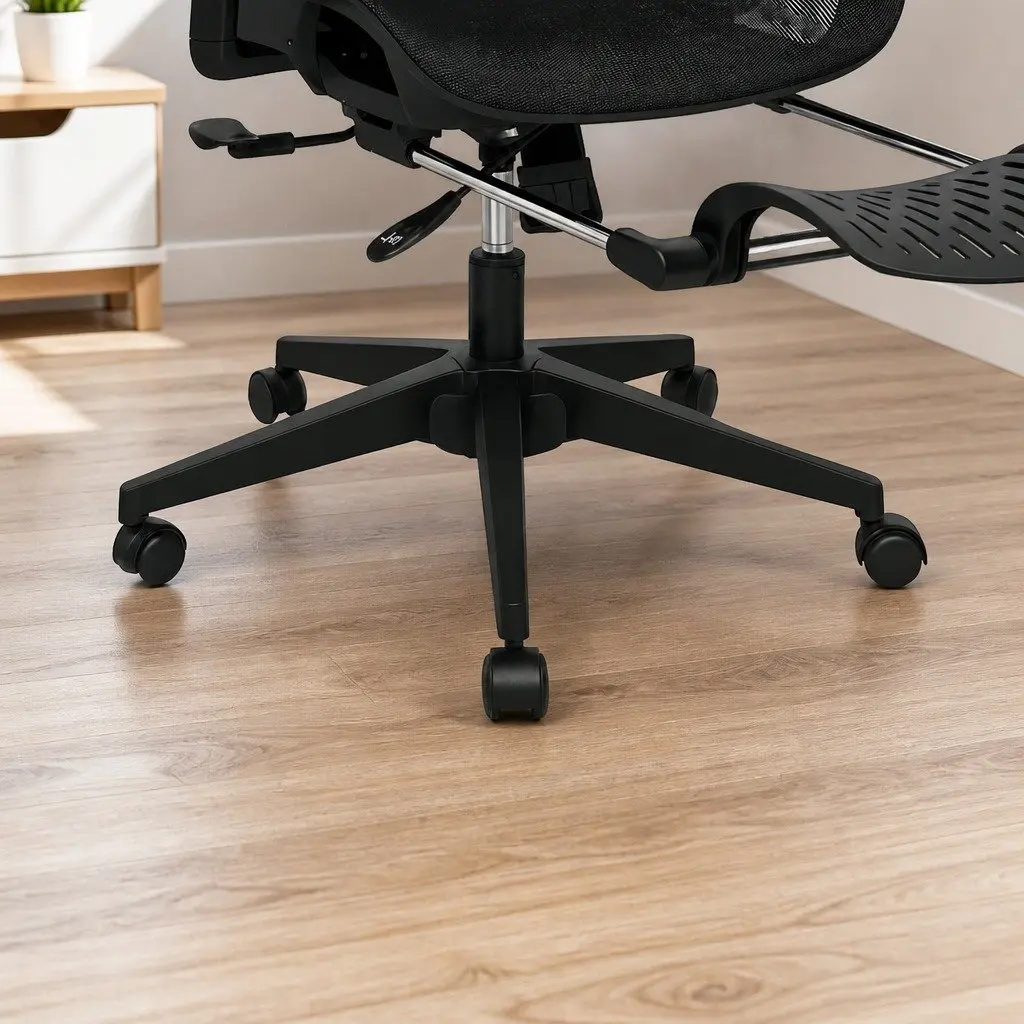 Ergonomic Office Chair for Home and Office Black Mesh Adjustable Lumbar with Footrest 67cm W x 109cm D x 116124cm H
