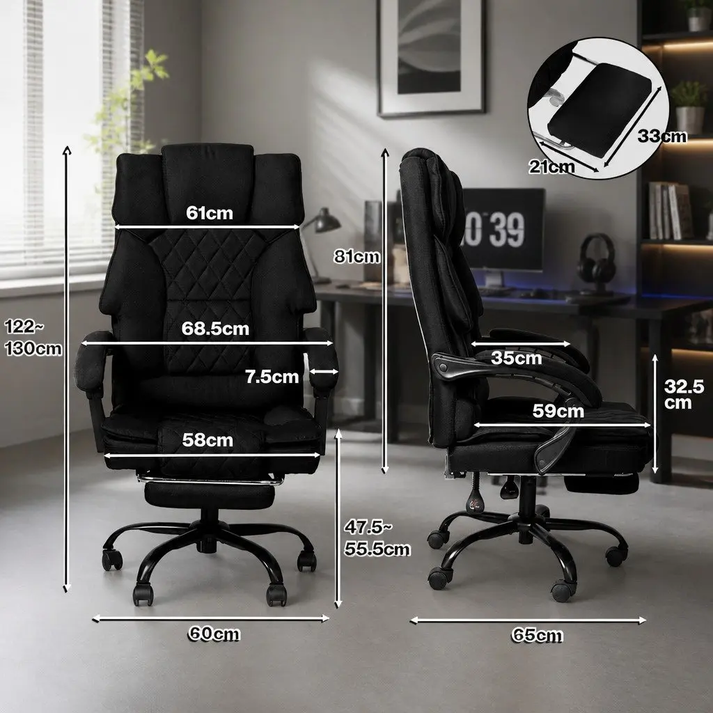 Ergonomic Office Chair for Gaming and Work Dark Grey High Back Adjustable Reclining with Footrest 360° Swivel