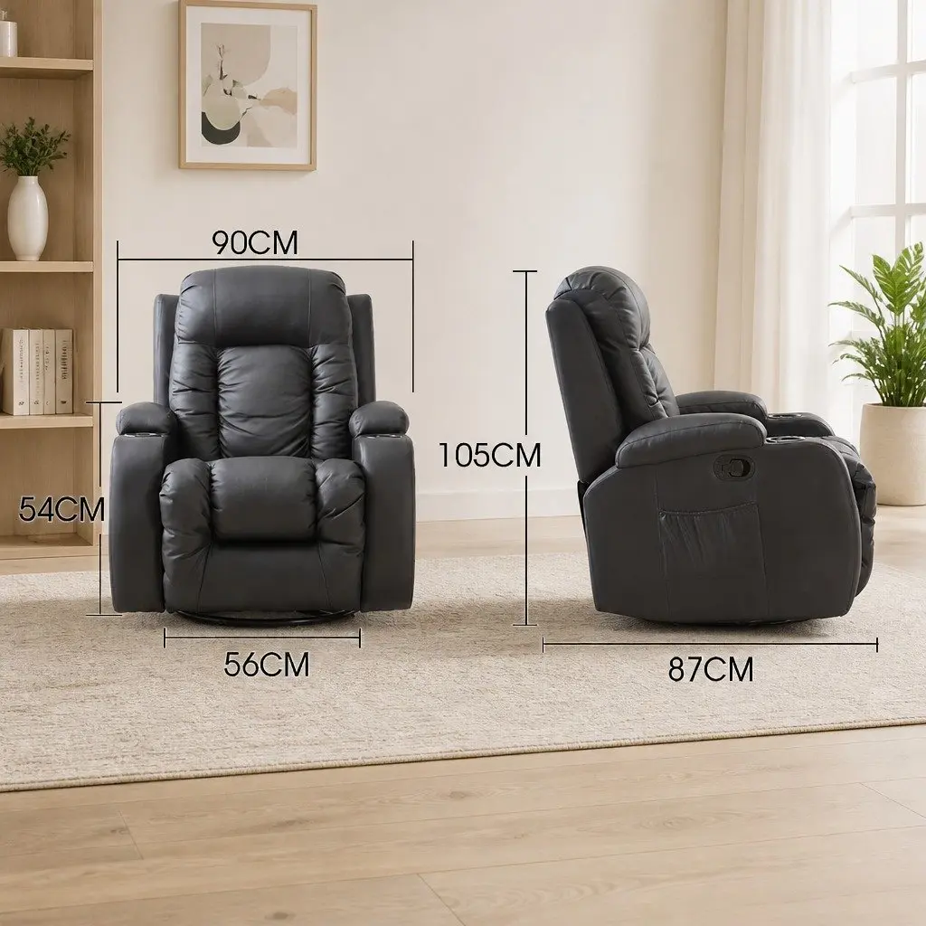 Massage Recliner Chair Living Room 360 Swivel Heated Lumbar Full Body Relaxation