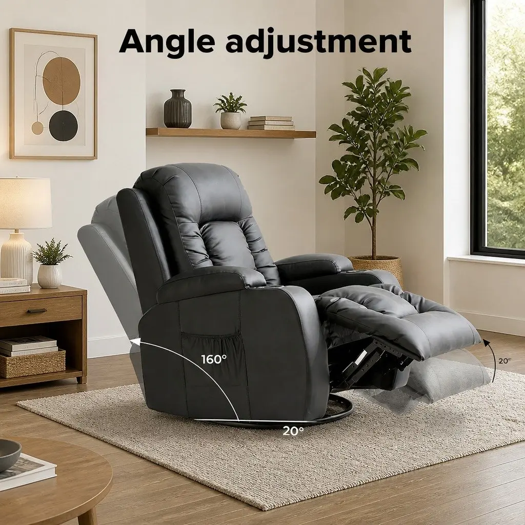 Massage Recliner Chair Living Room 360 Swivel Heated Lumbar Full Body Relaxation