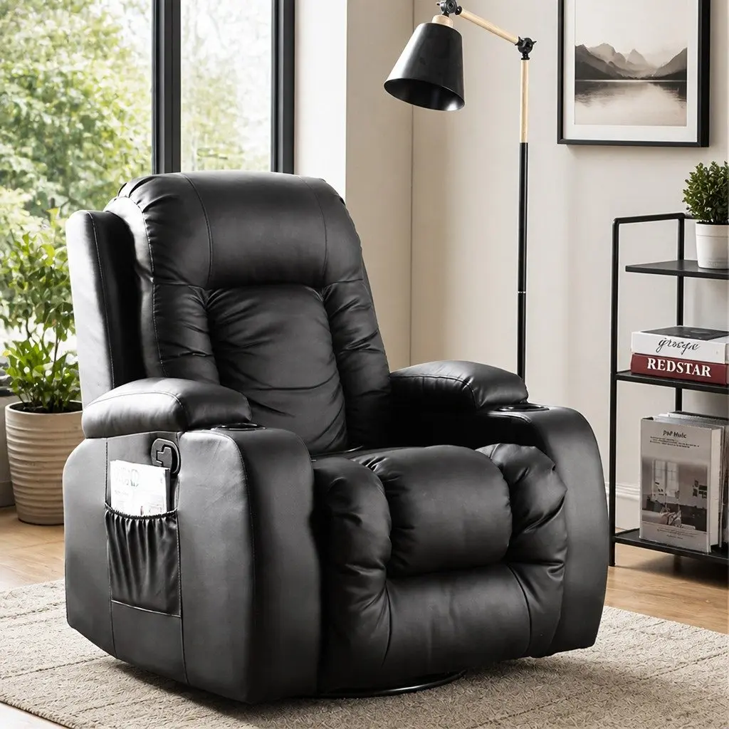 Massage Recliner Chair Living Room 360 Swivel Heated Lumbar Full Body Relaxation