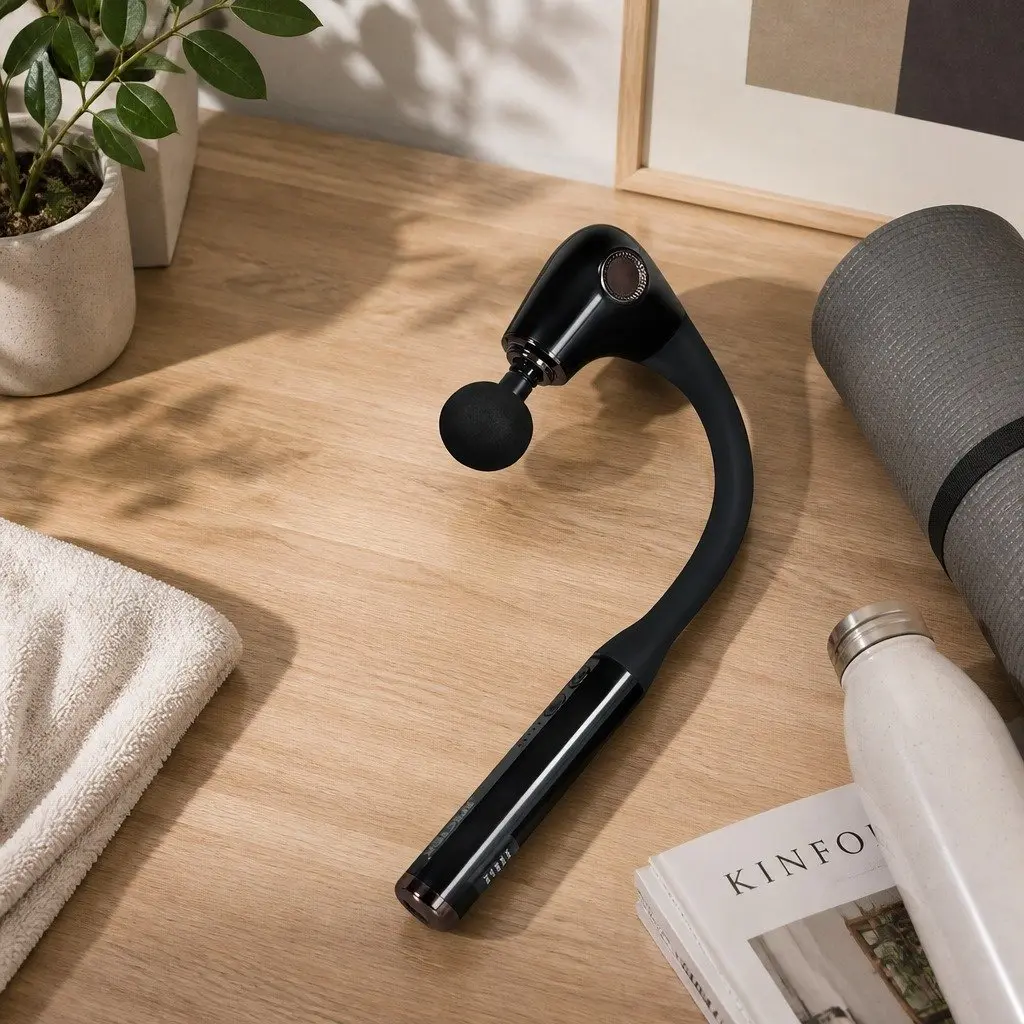 Massage Gun for Muscle Relief Extended Handle 4 Heads 5 Speed
