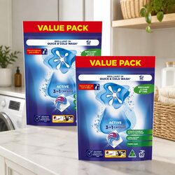 3 in 1 Active Laundry Capsules, 120 Capsules Total, Fast Dissolving