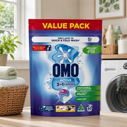 3 in 1 Laundry Capsules 60 Pack - Detergent & Stain Remover