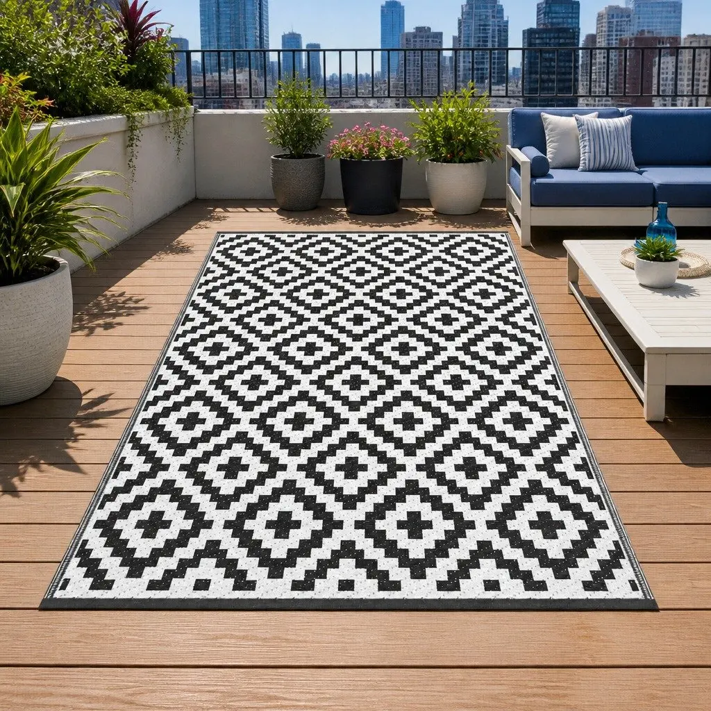 Outdoor Rug 120x180cm Reversible Dual-Sided Area Mat Patio Garden Camping Beach