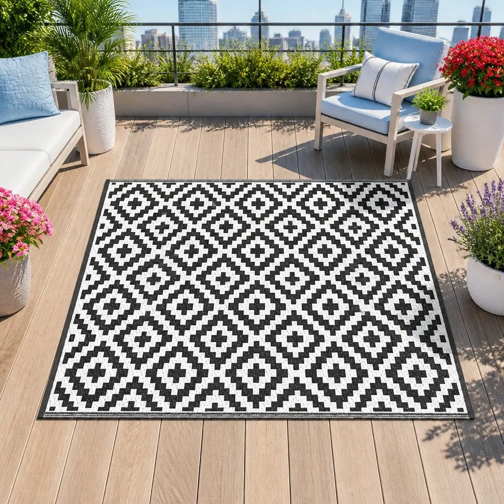 Outdoor Rug 120x180cm Reversible Dual-Sided Area Mat Patio Garden Camping Beach