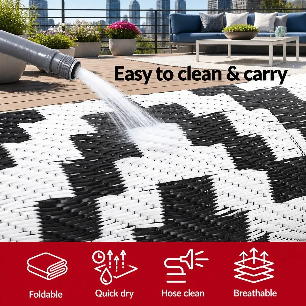 Outdoor Rug 120x180cm Reversible Dual-Sided Area Mat Patio Garden Camping Beach