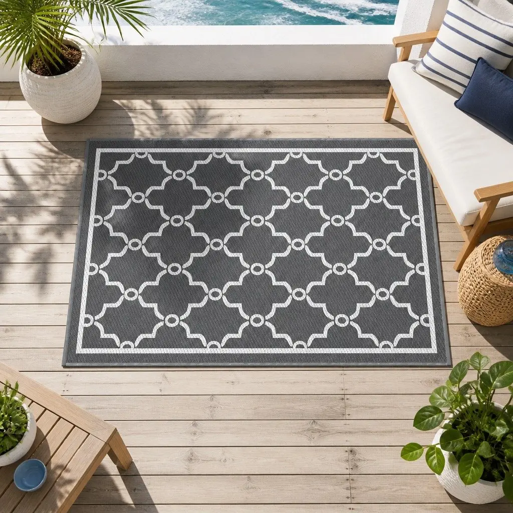 Outdoor Rug for Patio Backyard Garden 152x244cm Reversible Dual-Sided Area Mat
