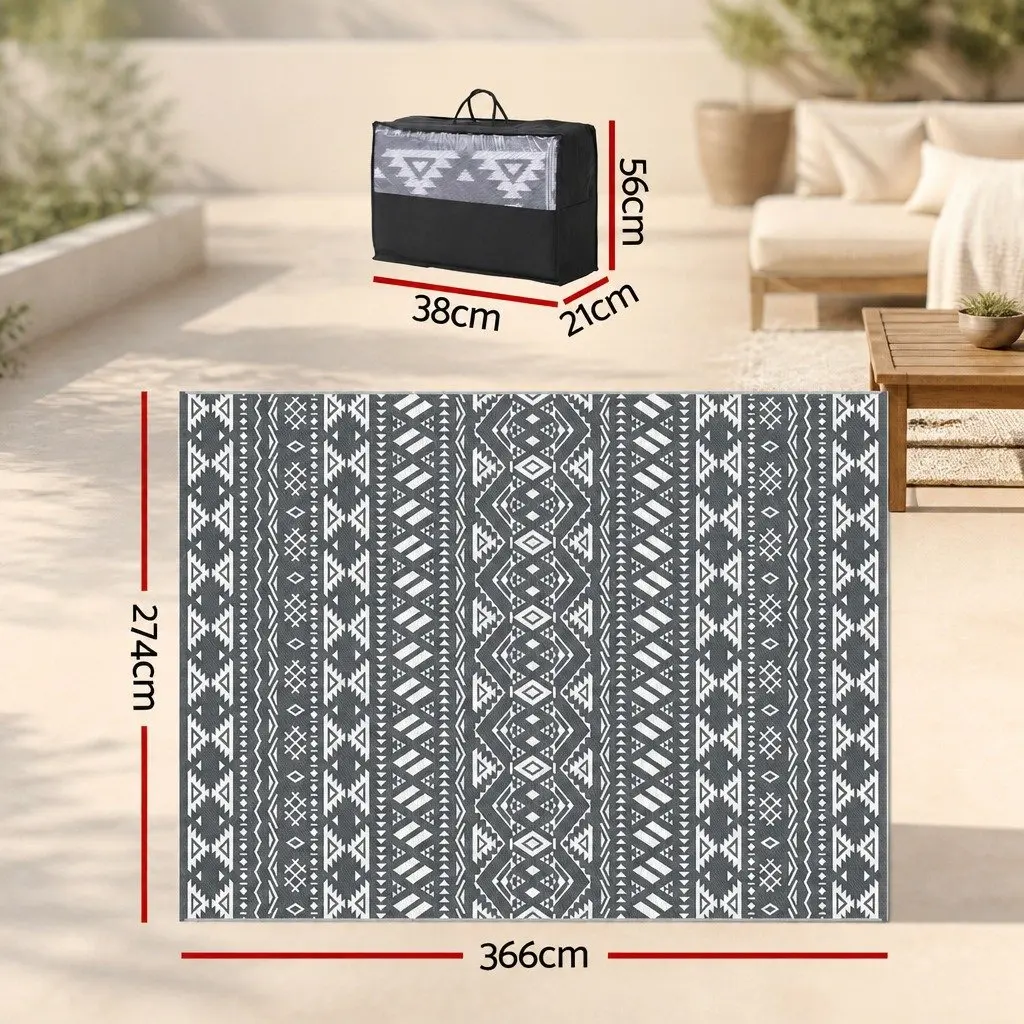 Outdoor Reversible Rug 274x366cm Grey