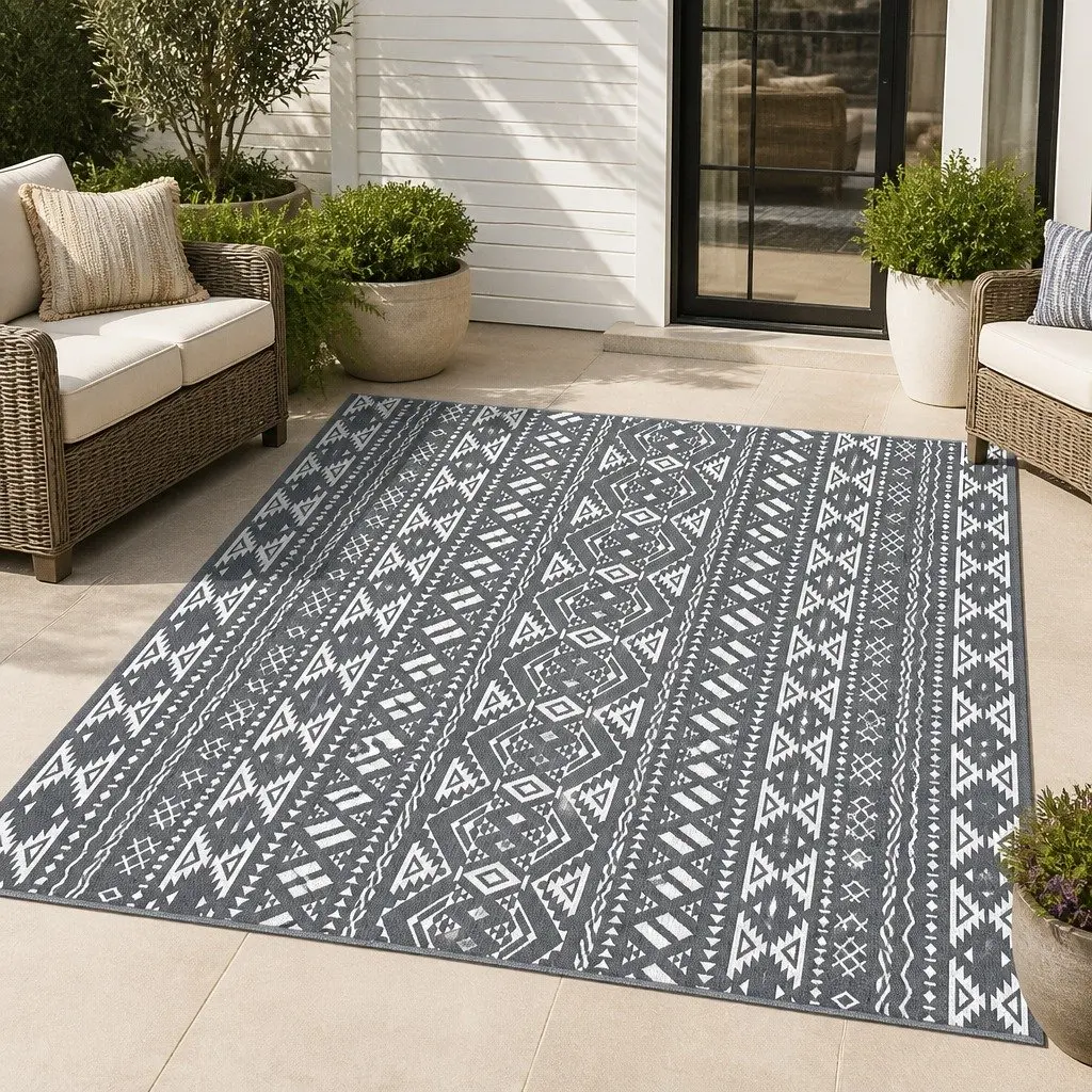 Outdoor Reversible Rug 274x366cm Grey