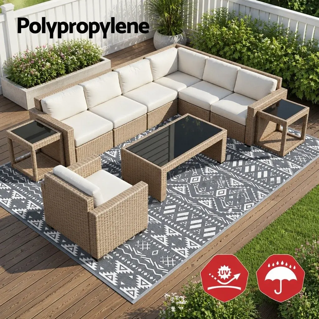 Outdoor Reversible Rug 274x366cm Grey