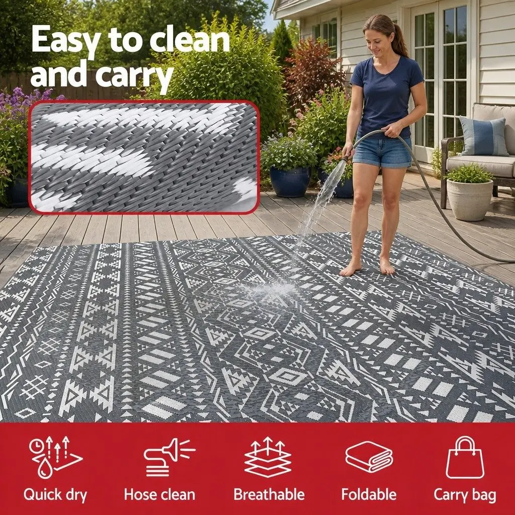 Outdoor Reversible Rug 274x366cm Grey