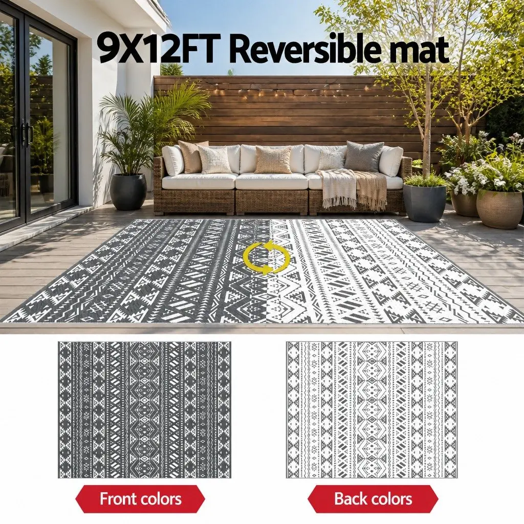 Outdoor Reversible Rug 274x366cm Grey