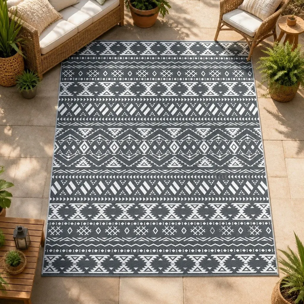 Outdoor Reversible Rug 274x366cm Grey