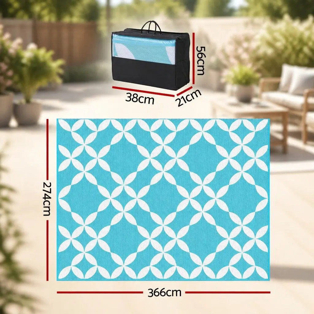 Outdoor Rug for Patio Garden 274 x 366 cm Reversible Dual-Sided Weather-Resistant Mat