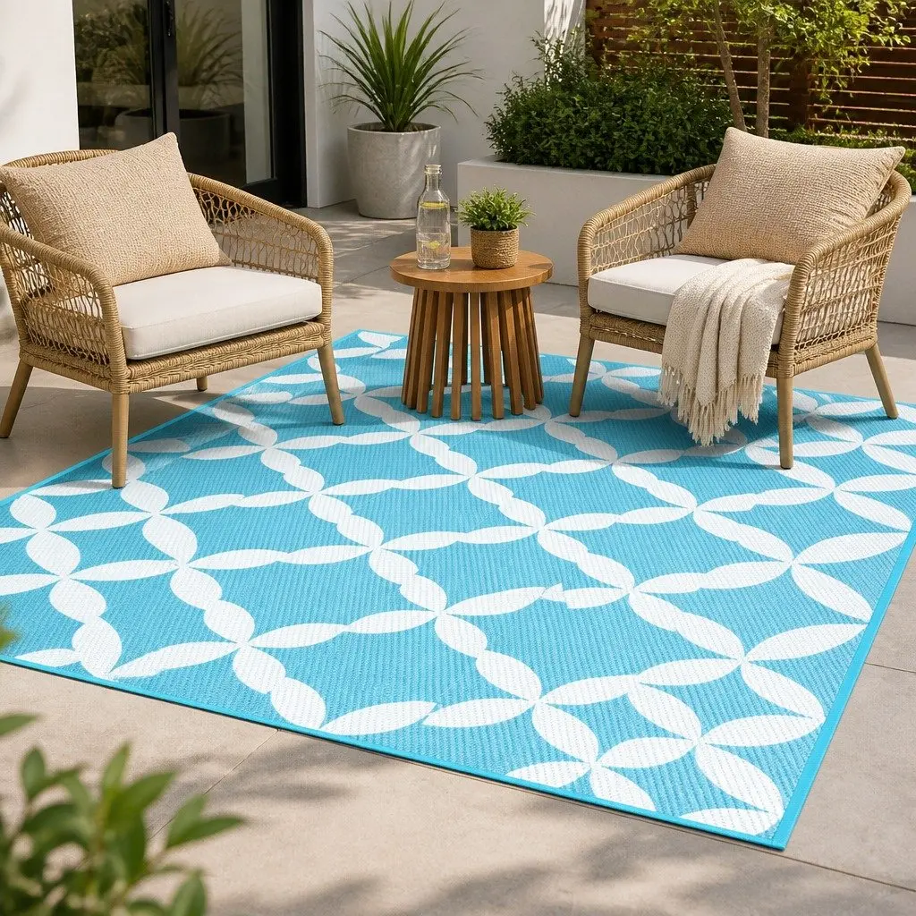 Outdoor Rug for Patio Garden 274 x 366 cm Reversible Dual-Sided Weather-Resistant Mat