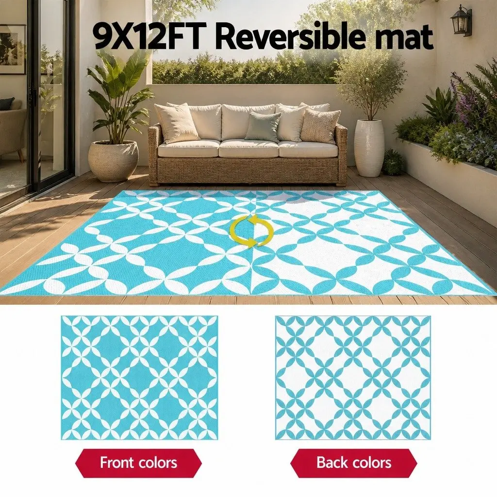 Outdoor Rug for Patio Garden 274 x 366 cm Reversible Dual-Sided Weather-Resistant Mat