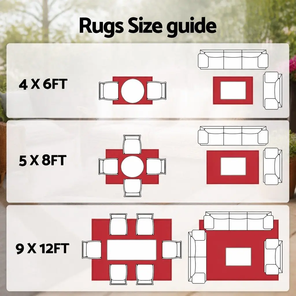 Outdoor Rug for Patio Garden 274 x 366 cm Reversible Dual-Sided Weather-Resistant Mat