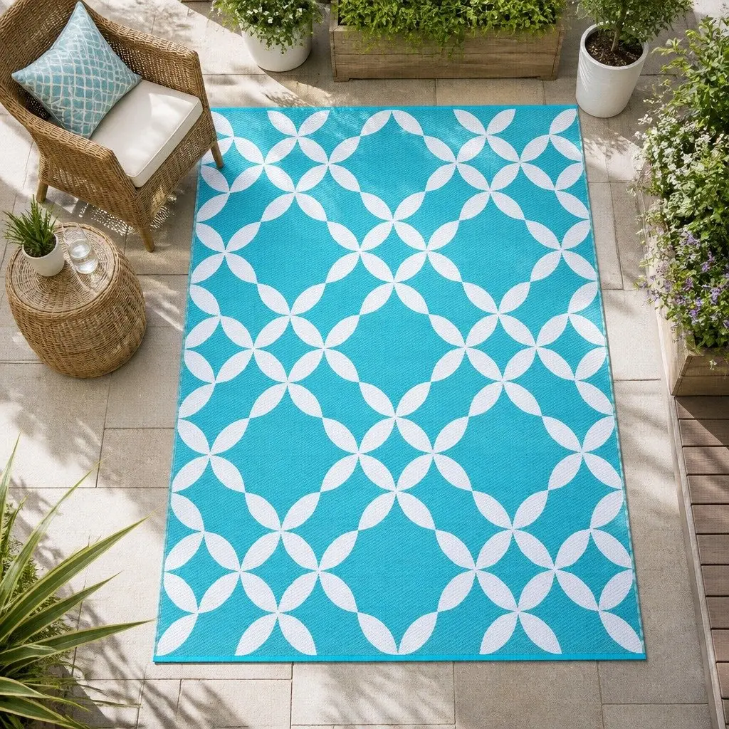 Outdoor Rug for Patio Garden 274 x 366 cm Reversible Dual-Sided Weather-Resistant Mat