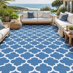274x366cm Outdoor Rug in Blue - Polypropylene Fabric