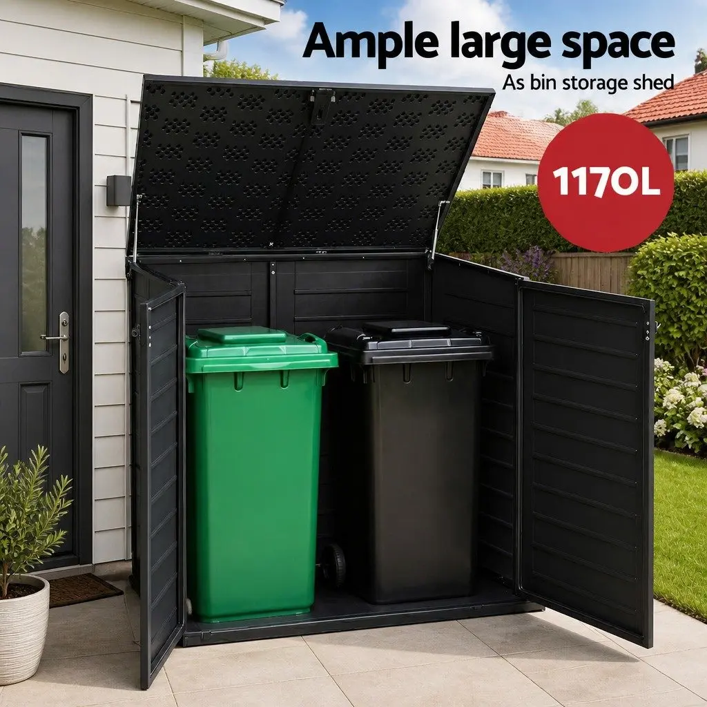 Outdoor Storage Box for Garden Tools 1170L Black