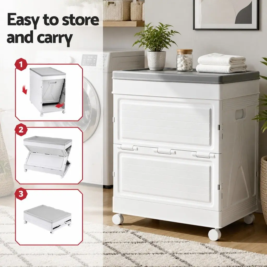 Outdoor Storage Box for Garden 159L Portable Foldable Beige with Wheels