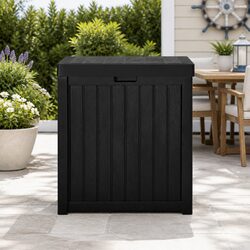 Outdoor Storage Box 195L Garden Bench Deck Organiser Tool Shed Black