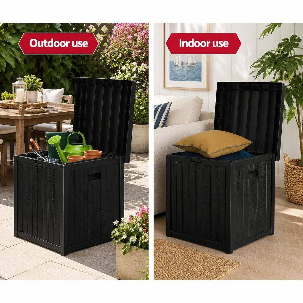Outdoor Storage Box 195L Garden Bench Deck Organiser Tool Shed Black