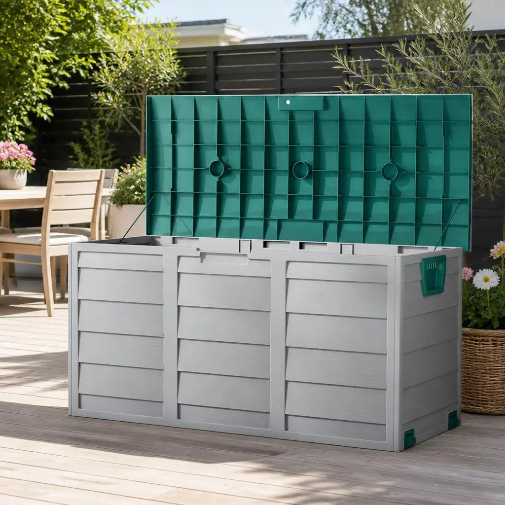 Outdoor Storage Box Garden 290L Lockable Tool Organiser with Wheels