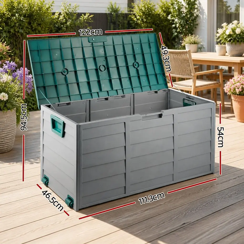 Outdoor Storage Box Garden 290L Lockable Tool Organiser with Wheels