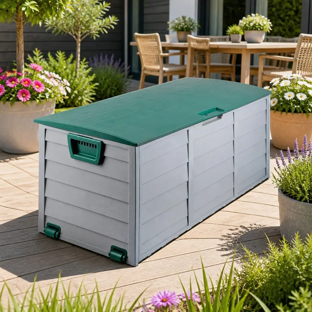 Outdoor Storage Box Garden 290L Lockable Tool Organiser with Wheels